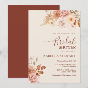 Invitation Rustique Terracotta Boho Fall Foliing Fête des mar