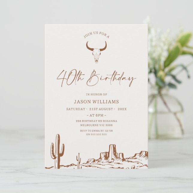 Invitation Rustique Terracotta Occident 40e anniversaire (Debout devant)