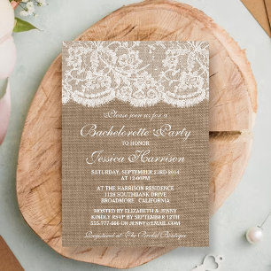 Invitation Rustique Toile De Jute Et Dentelle Blanche Enterre