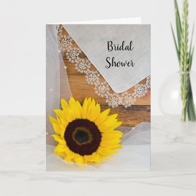 Invitation Rustique Tournesol et dentelle nuptiale (Devant)