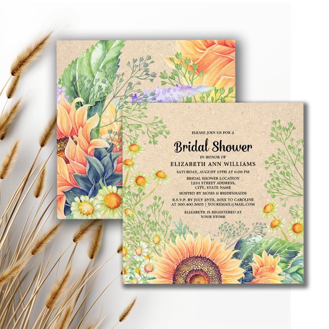 Invitation Rustique Tournesols Bridal Douche (Créateur téléchargé)