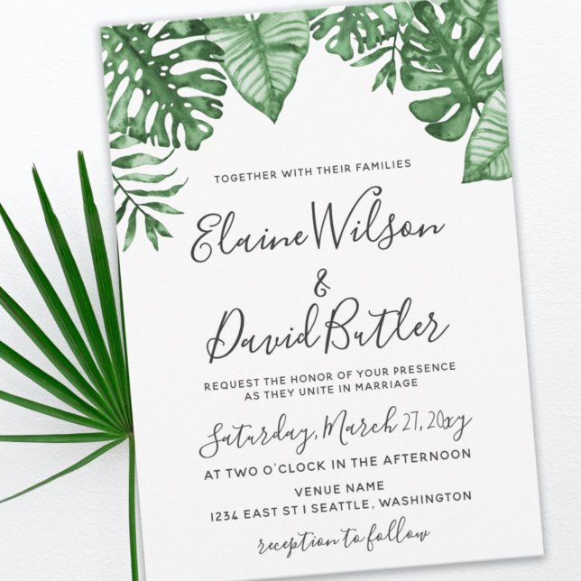Invitation Rustique Tropical Greenery Mariage botanique (Créateur téléchargé)