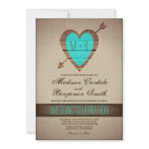 Rustique Turquoise flèche Mariage campagnard Invit