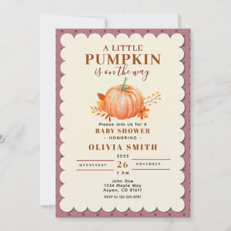Invitation Rustique un petit Citrouille Baby shower d'automne