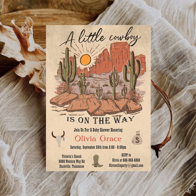 Invitation Rustique Un Petit Cowboy Baby shower De Vache Occi (Créateur téléchargé)