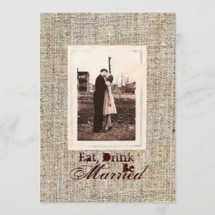 Invitation Rustique vintage burlap pays Dîner de répétition