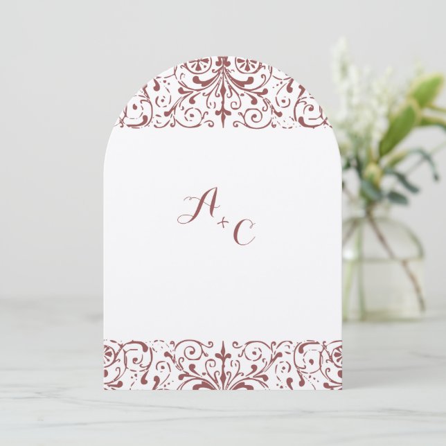 Invitation Rustique Vintage Marsala Mariage (Debout devant)