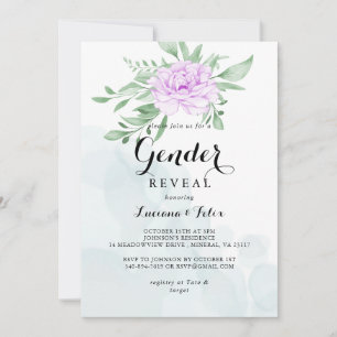 Invitation Rustique violet Rose Feuilles verdure Genre Révéla