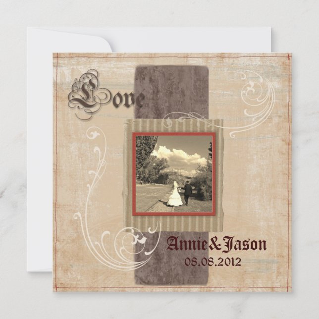 Invitation rustique western country steampunk mariage (Devant)