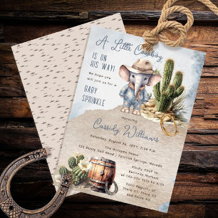 Invitation Rustique Western Elephant Cowboy Garçon Bébé Sprin