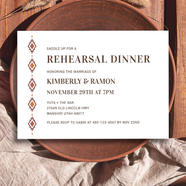 Invitation Rustique Western Rehearsdîner (Rustic Western Rehearsal Dinner Invitation)
