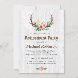Invitation Rustique White Bois Cerf Antler Parti de retraite