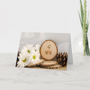 Invitation Rustique White Daisies Woods Mariage