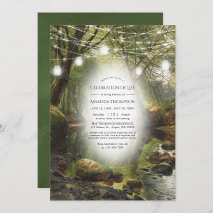 Invitation Rustique Wild Woodland Green Célébration de la vie