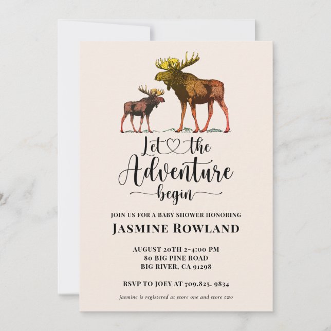Invitation Rustique Wilderness Moose Baby Boy Shower Invitati (Devant)