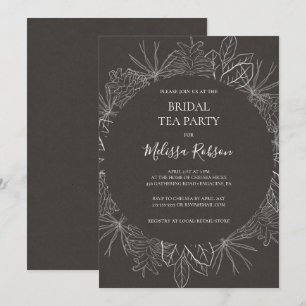 Invitation Rustique Winter Charcoal Bridal Tea Par