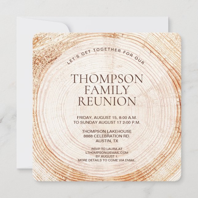 Invitation Rustique Wood Lakehouse Réunion familiale (Devant)