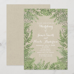 Invitation Rustique Woodsy Feuille Botanique Mariage Kraft