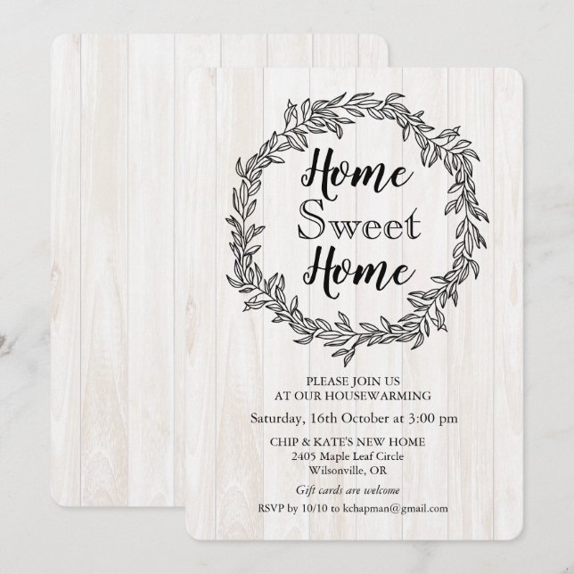 Invitation Rustique Wreath Houseéching (Devant / Derrière)