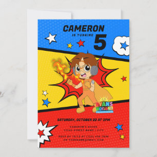 Invitation Ryan's World Comic Anniversaire