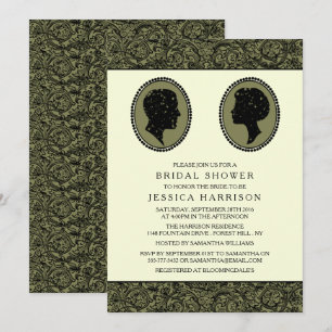 Invitation Sa Fête des mariées de silhouette Art Déco