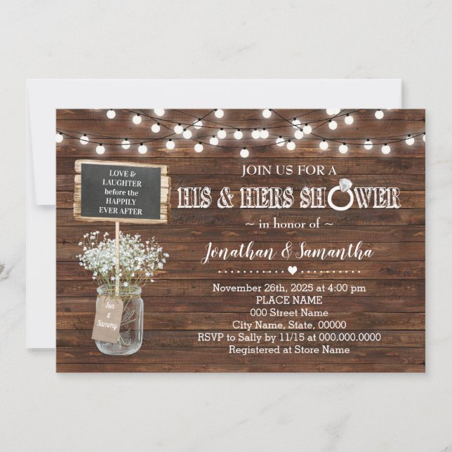 Invitation Sa grange rustique wedding shower (Devant)