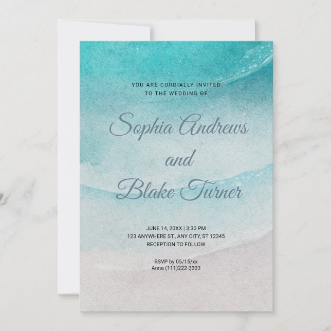 Invitation Sable à thème et Mariage aquatique (Devant)