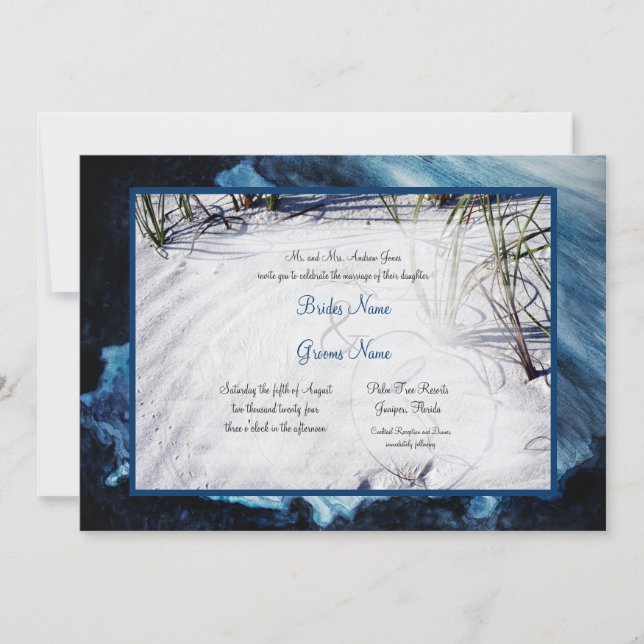 Invitation Sable blanc Mariage Océan (Devant)