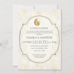 Invitation Sable Damask Nautilus Shell Ocean Beach Nautique