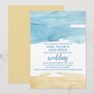 Invitation Sable d'aquarelle et Mariage marin