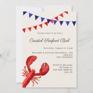Invitation Sable de fête de bol de fruits de mer côtiers