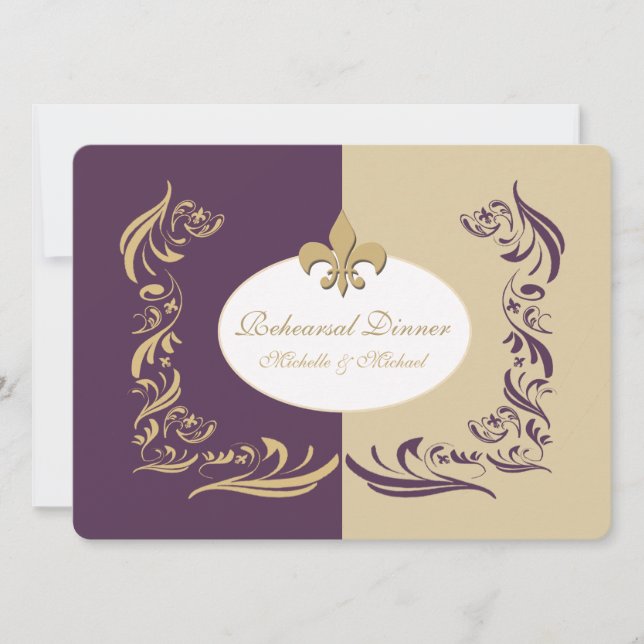 Invitation Sable d'or et événement de Purple Fleur de Lis (Devant)