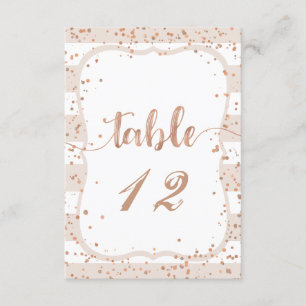 Invitation Sable et Rose Gold Mariage Numéros de tableau