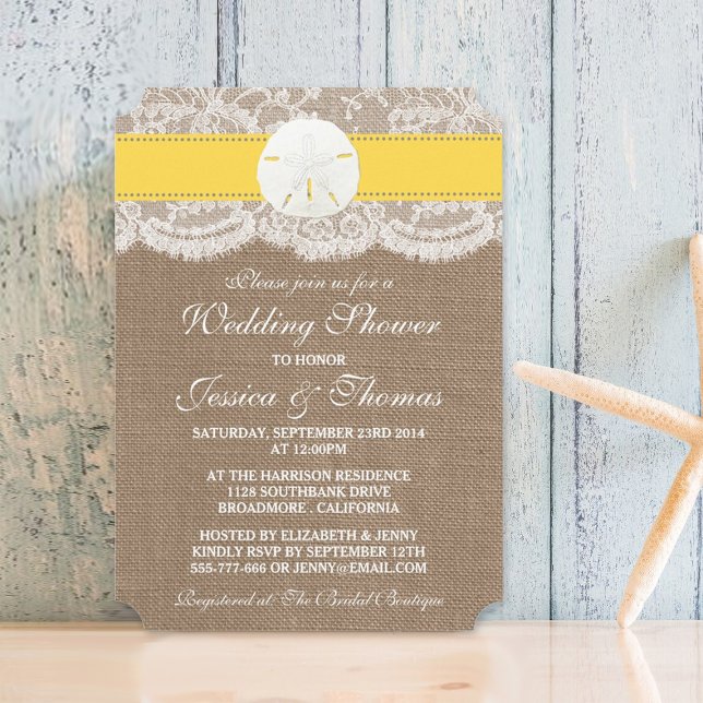 Invitation Sable Jaune Dollar Plage Mariage Douche (Créateur téléchargé)