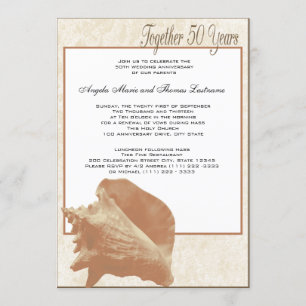Invitation Sable Océanique Coquillage 50e Anniversaire