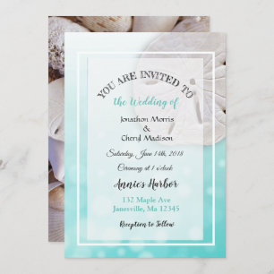 Invitation Sable turquoise Plage Dollar Thème Mariage Invitat