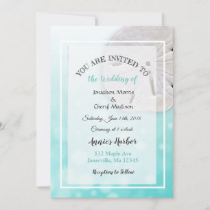 Invitation Sable turquoise Plage Dollar Thème Mariage Invitat