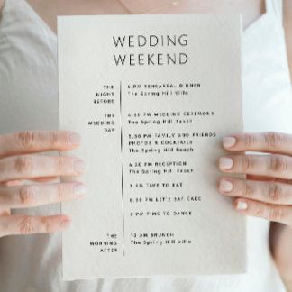 Invitation Sac de bienvenue mariage. Calendrier de fin de sem