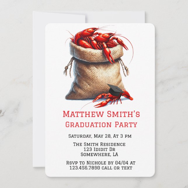 Invitation Sack Of Crawfish Graduation Party (Devant)