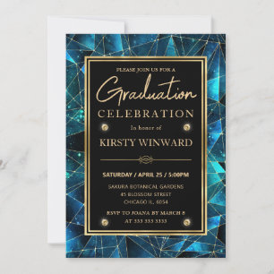 Invitation Sacre Bleu Cristal Galaxie de Minuit Graduation