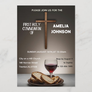 Invitation Sacred Supper First Holy Communion Invite