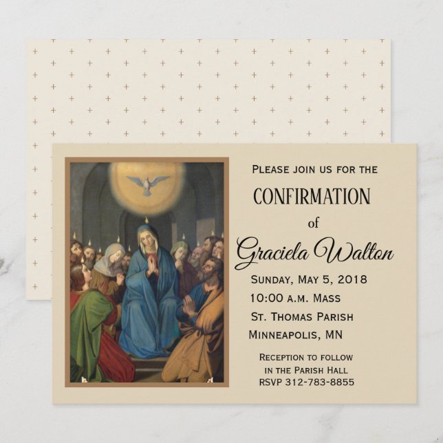 Invitation Sacrement de confirmation Marie et Saint-Esprit (Devant / Derrière)