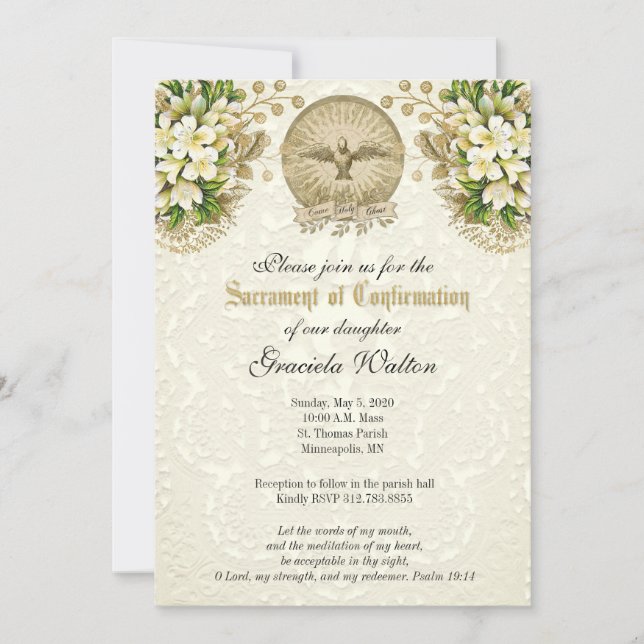 Invitation Sacrement de confirmation Religion Catholique (Devant)