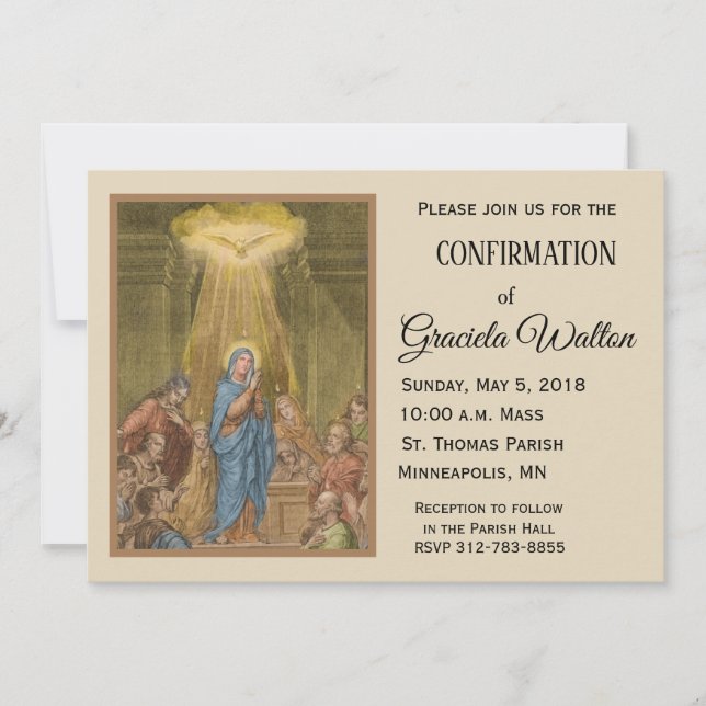 Invitation Sacrement de la confirmation Marie Saint-Esprit (Devant)