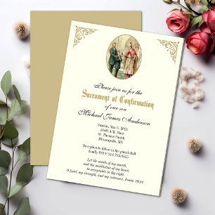 Invitation Sacrement du garçon de confirmation religieuse cat