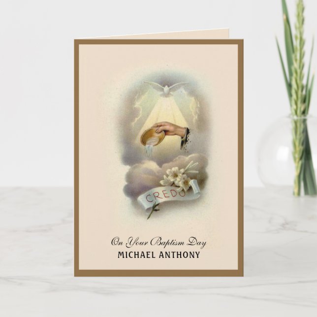 Invitation Sacrement religieux vintage Baptême bébé (Devant)