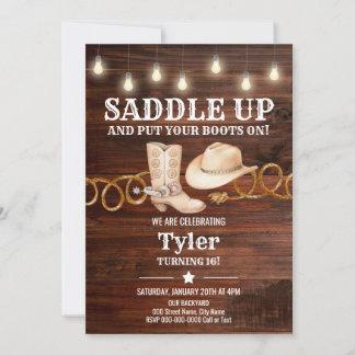 Invitation Saddle Up, Cowboy et Western Birthday Party