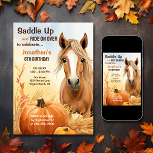 Invitation Saddup Cute Automne Cheval Automne Anniversaire
