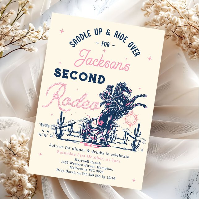 Invitation Saddup Deuxième Rodéo Cowboy fête d'anniversaire (Créateur téléchargé)
