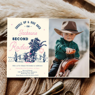 Invitation Saddup Deuxième Rodéo Cowboy fête d'anniversaire P